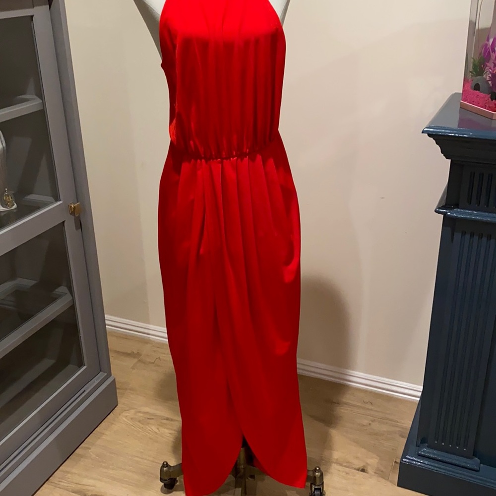 Red High-Neck Split Dress - Picture 2 of 4